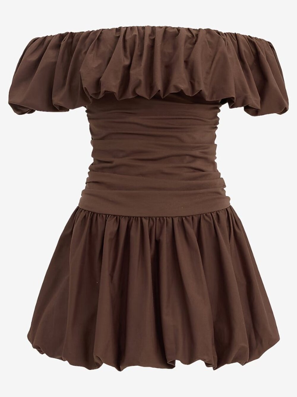 π€ Express Drop Waist Bubble Hem Mini Dress Chestnut Brown XL - Picture 4 of 4